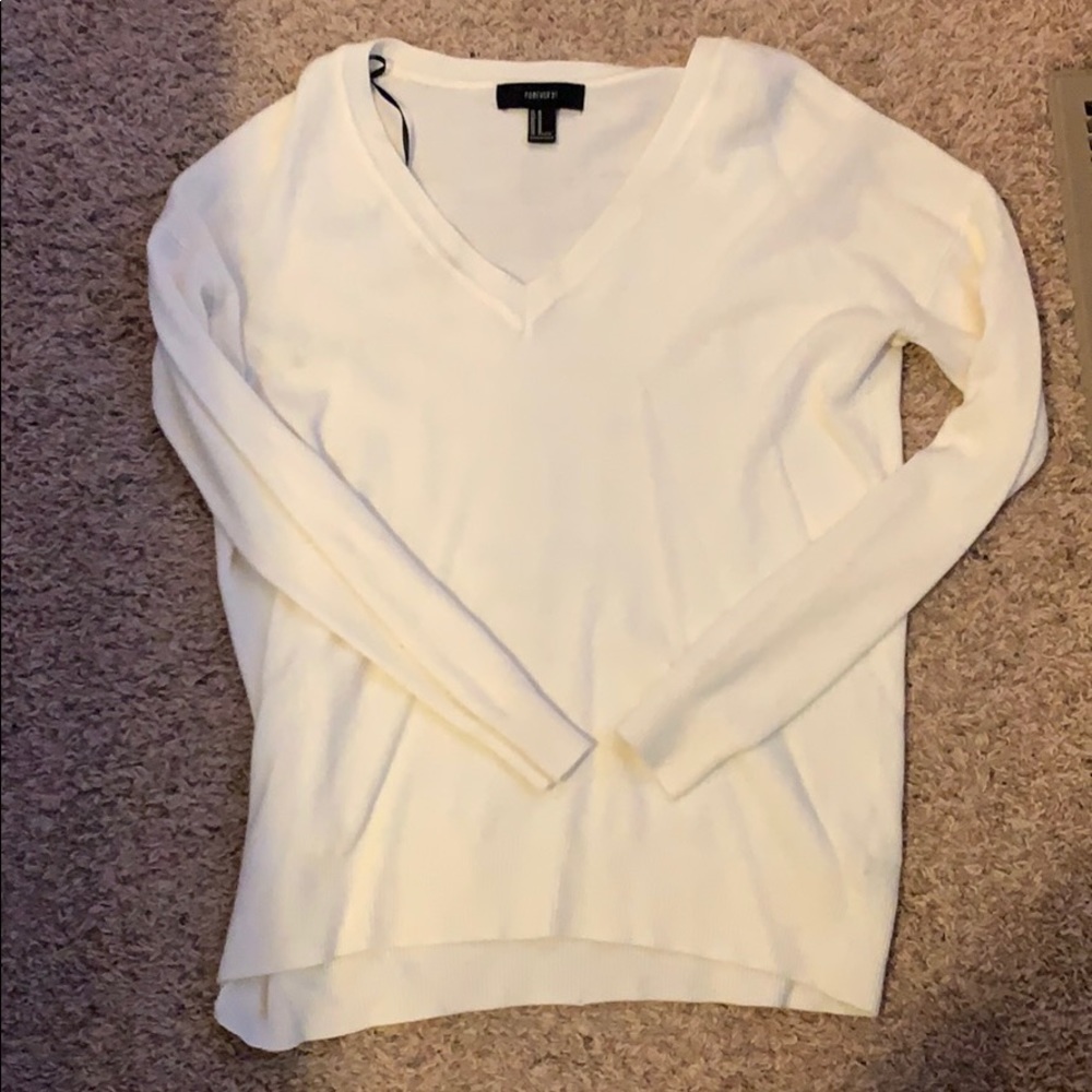 Cream V-Neck Sweater